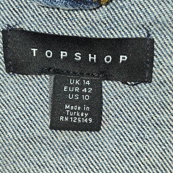 Topshop Denim Jumpsuit Womens 10 Side Cut-Out Bohemian Western Cowgirl Festival - Picture 6 of 9